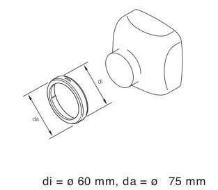Přechodka  rozvodu vzduchu  Eberspächer 60/ 75 mm 221000010008